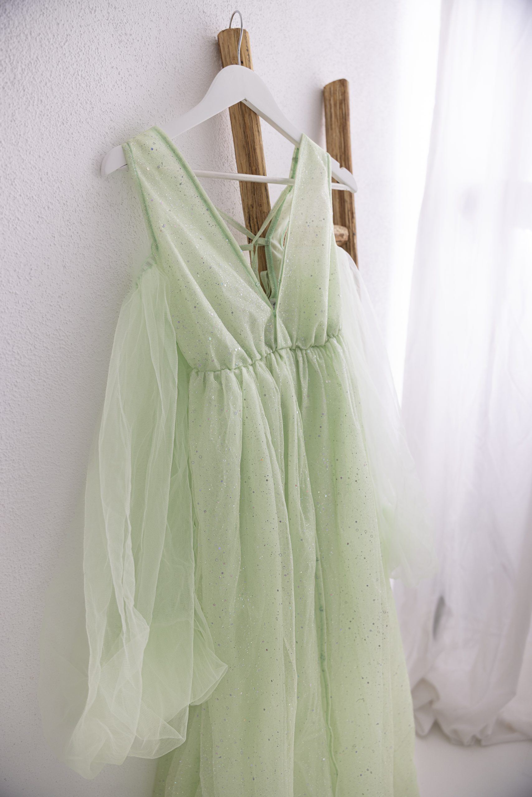 Glitzerkleid Mint Rücken
